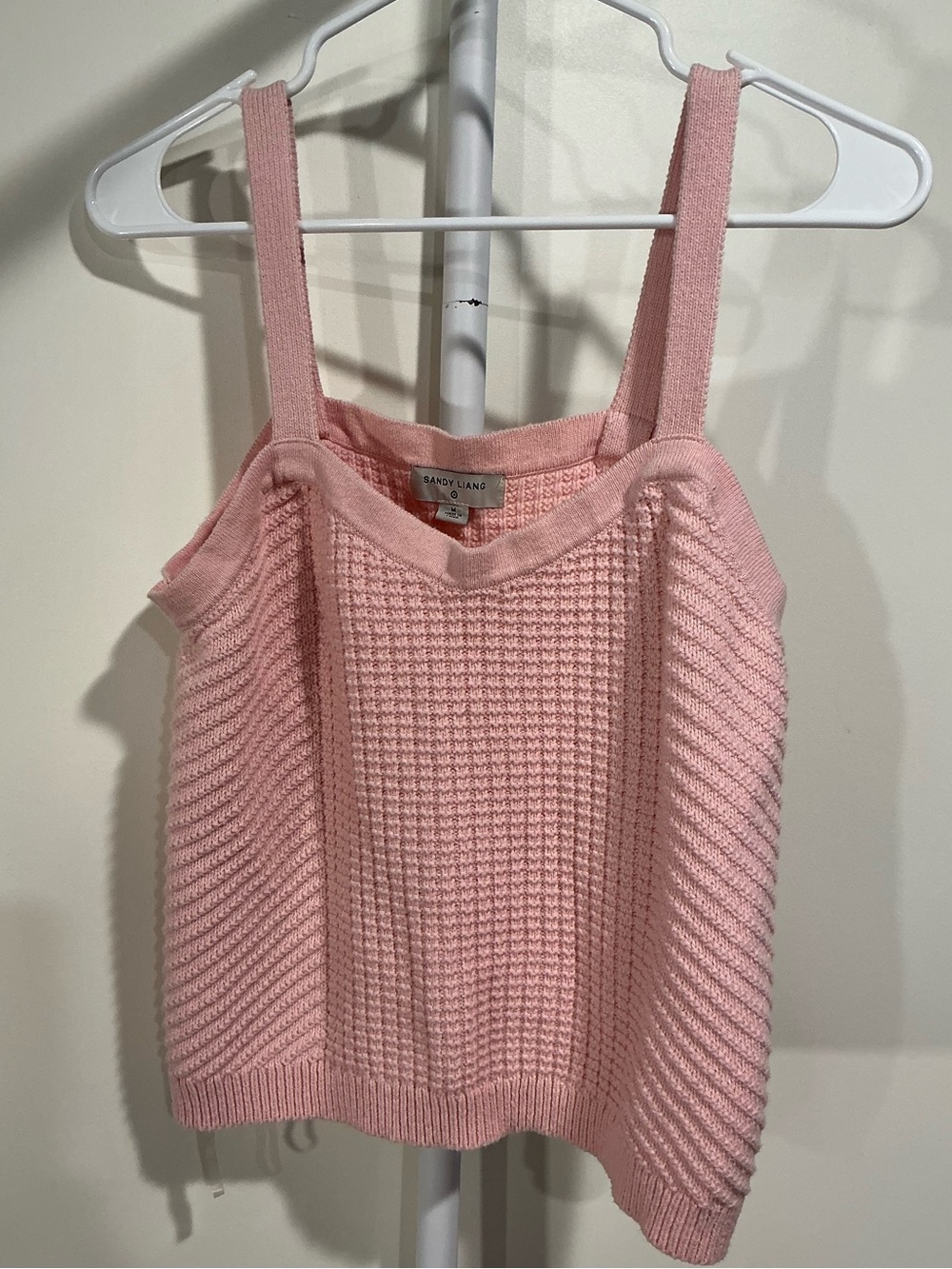 Sandy Liang Pink Ribbed Square-Neck Tank - Picture 5 of 6